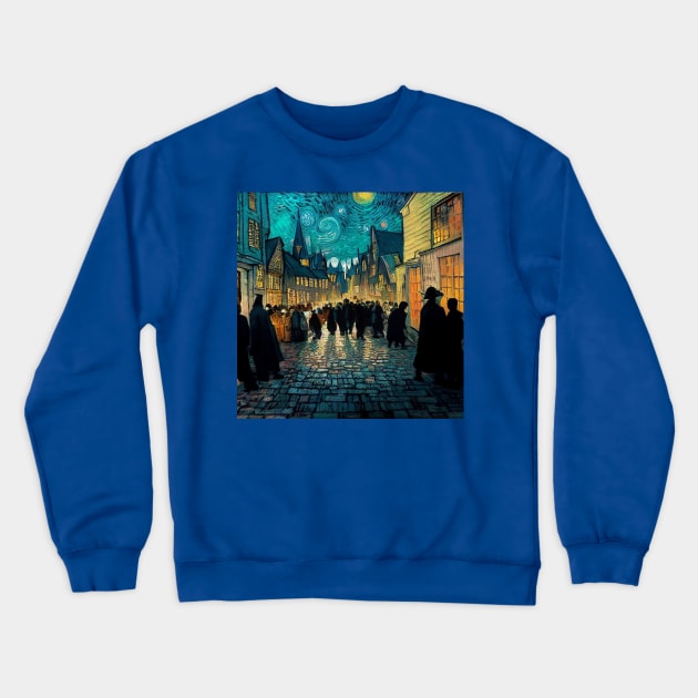 Starry Night in Diagon Alley Crewneck Sweatshirt by Grassroots Green